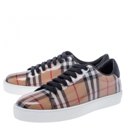 مملوكة مسبقًا Burberry Beige Nova Beige PVC and Canvas Westford Low Top Sneakers Size 39.5