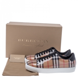 مملوكة مسبقًا Burberry Beige Nova Beige PVC and Canvas Westford Low Top Sneakers Size 39.5