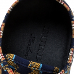 Burberry Blue/Brown Printed Canvas Kingly Low Top Sneakers Size 45.5