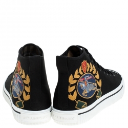 Burberry Black Canvas Kingly High Top Sneakers Size 44