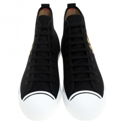 Burberry Black Canvas Kingly High Top Sneakers Size 44