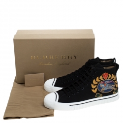 Burberry Black Canvas Kingly High Top Sneakers Size 44