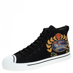 Burberry Black Canvas Kingly High Top Sneakers Size 44