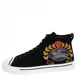 Burberry Black Canvas Kingly High Top Sneakers Size 44