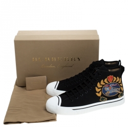 Burberry Black Canvas Kingly High Top Sneakers Size 43.5