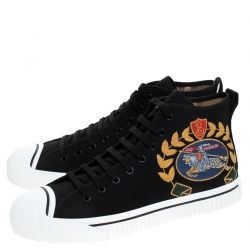 Burberry Black Canvas Kingly High Top Sneakers Size 43.5