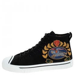 Burberry Black Canvas Kingly High Top Sneakers Size 43.5