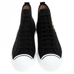 Burberry Black Canvas Kingly High Top Sneakers Size 43.5