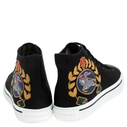 Burberry Black Canvas Kingly High Top Sneakers Size 43.5