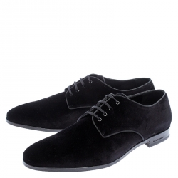 مملوكة مسبقًا حذاء أوكسفورد بربري برباط قطيفة أسود مقاس 46