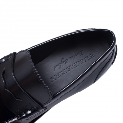 Pre Owned حذاء لوفرز بربري بيني بدمونت جلد أسود مقاس 45.5