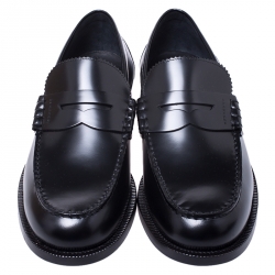 Pre Owned حذاء لوفرز بربري بيني بدمونت جلد أسود مقاس 45.5