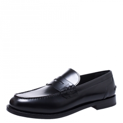 Pre Owned حذاء لوفرز بربري بيني بدمونت جلد أسود مقاس 45.5