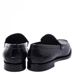 Pre Owned حذاء لوفرز بربري بيني بدمونت جلد أسود مقاس 45.5