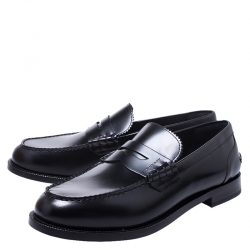 Pre Owned حذاء لوفرز بربري بيني بدمونت جلد أسود مقاس 45.5