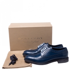 Burberry Blue Brogue Leather Alexton Lace Up Derby Size 44.5