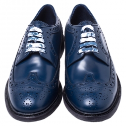 Burberry Blue Brogue Leather Alexton Lace Up Derby Size 44.5