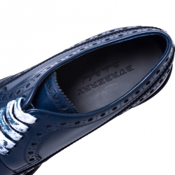 Burberry Blue Brogue Leather Alexton Lace Up Derby Size 44.5