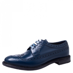 Burberry Blue Brogue Leather Alexton Lace Up Derby Size 44.5