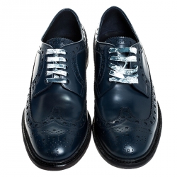 Burberry Blue Brogue Leather Alexton Lace Up Derby Size 41.5
