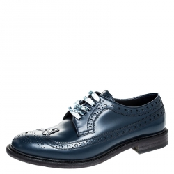 Burberry Blue Brogue Leather Alexton Lace Up Derby Size 41.5