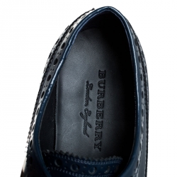 Burberry Blue Brogue Leather Alexton Lace Up Derby Size 41.5