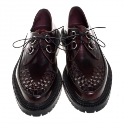 Pre Owned Burberry Burgundy Leather Lace Up Platform Creepers Size 44