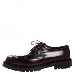 Pre Owned Burberry Burgundy Leather Lace Up Platform Creepers Size 44