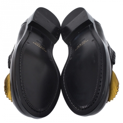 Burberry Black/Yellow Leather Bedmoore Fringe Detail Penny Loafers Size 44