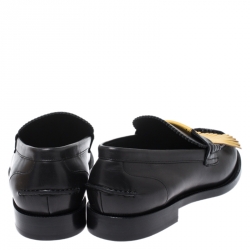 Burberry Black/Yellow Leather Bedmoore Fringe Detail Penny Loafers Size 44