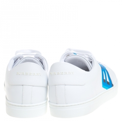 Pre Owned حذاء رياضي بربري البيرت جلد أبيض مقاس 45