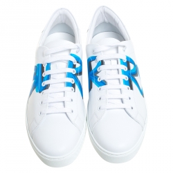 Pre Owned حذاء رياضي بربري البيرت جلد أبيض مقاس 45