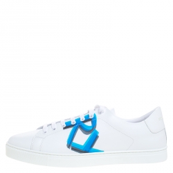 Pre Owned حذاء رياضي بربري البيرت جلد أبيض مقاس 45