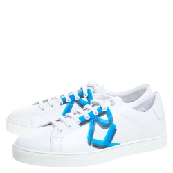 Pre Owned حذاء رياضي بربري البيرت جلد أبيض مقاس 45