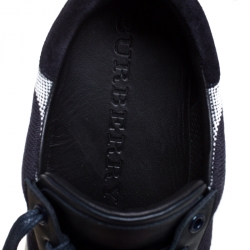 Burberry Blue Nova check Canvas And Leather Reynold Lace Up Sneakers Size 41