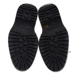 Pre Owned Burberry Burgundy Leather Woven Toe Detail Lace Up Platform Creepers Size 45