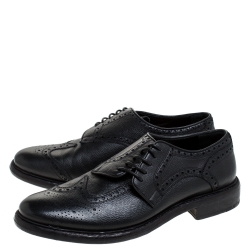 Pre Owned Burberry Black Brogue Leather Rayford Derby Size 43