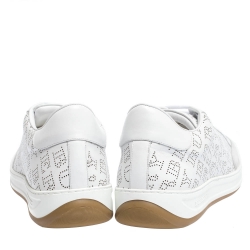 Pre Owned Burberry White Perforated Leather Timsbury Sneakers Size 45