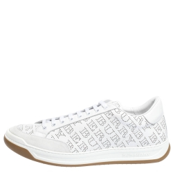 Pre Owned Burberry White Perforated Leather Timsbury Sneakers Size 45