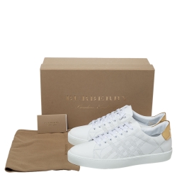 Pre Owned Burberry White Leather Westford Low Top Sneakers Size 42