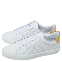 Pre Owned Burberry White Leather Westford Low Top Sneakers Size 42