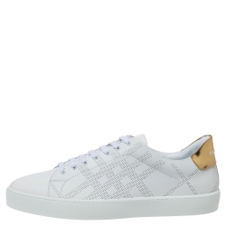 Pre Owned Burberry White Leather Westford Low Top Sneakers Size 42