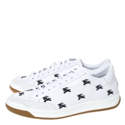 Pre Owned Burberry White Leather Timsbury Low Top Sneakers Size 46