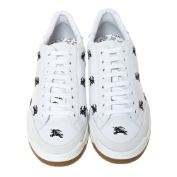 Pre Owned Burberry White Leather Timsbury Low Top Sneakers Size 46