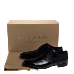 Pre Owned Burberry Black Glossy Leather Rayford Wingtip Derby Size 40