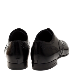 Pre Owned Burberry Black Glossy Leather Rayford Wingtip Derby Size 40