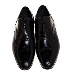 Pre Owned Burberry Black Glossy Leather Rayford Wingtip Derby Size 40