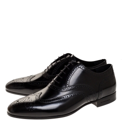 Pre Owned Burberry Black Glossy Leather Rayford Wingtip Derby Size 40