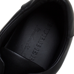Burberry Black Leather Albert Bprin Printed Low Top Sneakers Size 40.5