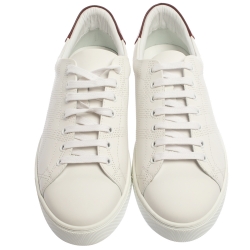 Burberry White Perforated Leather Albert Low Top Sneakers Size 46